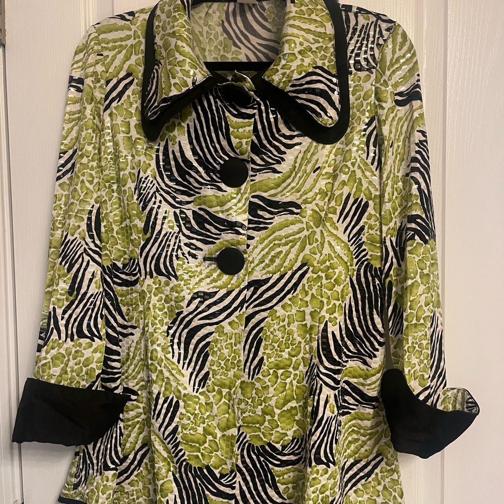 Green and Black Animal Print Coat